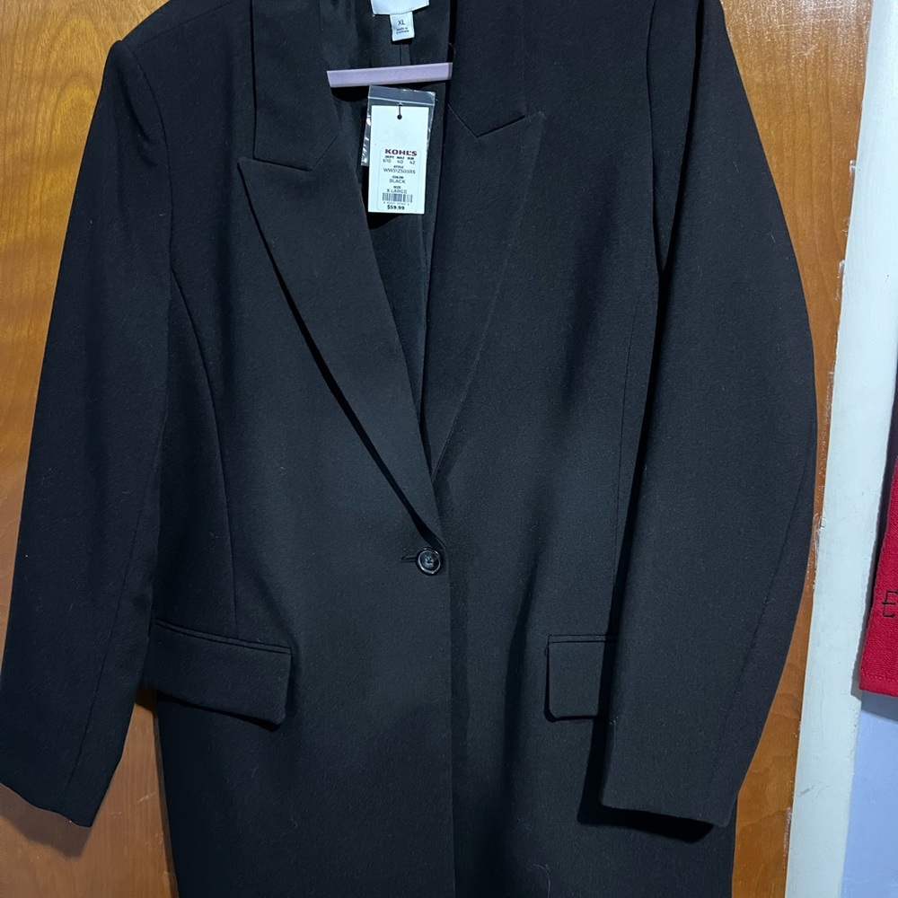 Nine West Black Formal Blazer with Notched Lapels